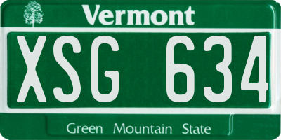 VT license plate XSG634