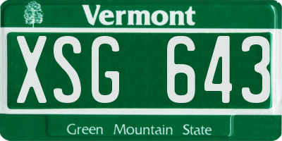 VT license plate XSG643