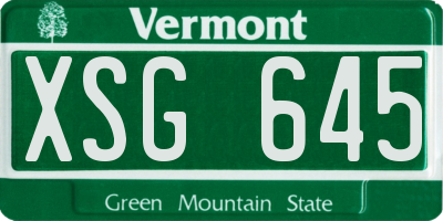 VT license plate XSG645