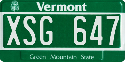 VT license plate XSG647