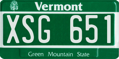 VT license plate XSG651