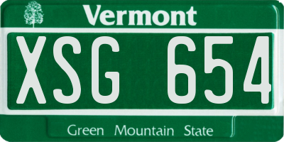 VT license plate XSG654