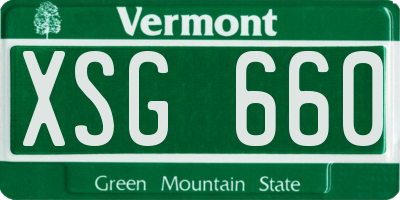 VT license plate XSG660