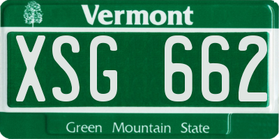 VT license plate XSG662