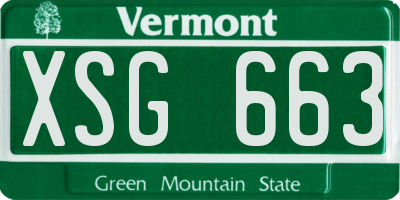 VT license plate XSG663