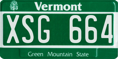 VT license plate XSG664