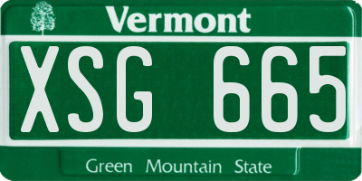 VT license plate XSG665