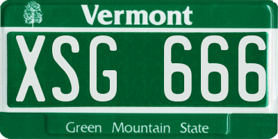 VT license plate XSG666