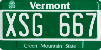 VT license plate XSG667