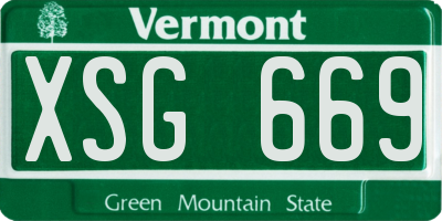 VT license plate XSG669