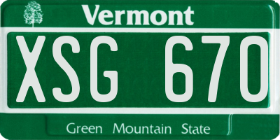 VT license plate XSG670