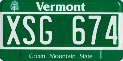 VT license plate XSG674