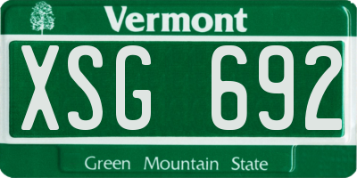 VT license plate XSG692