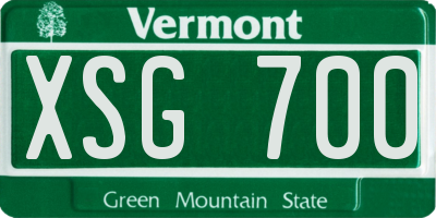 VT license plate XSG700