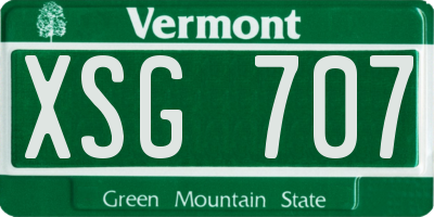 VT license plate XSG707