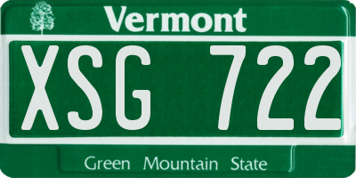 VT license plate XSG722