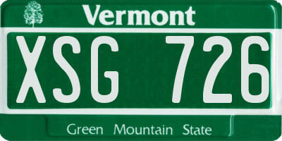 VT license plate XSG726