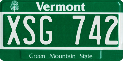VT license plate XSG742