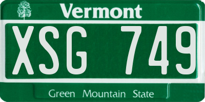 VT license plate XSG749