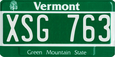 VT license plate XSG763