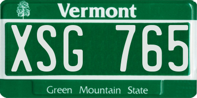 VT license plate XSG765
