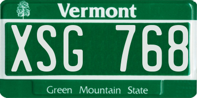 VT license plate XSG768