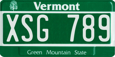 VT license plate XSG789