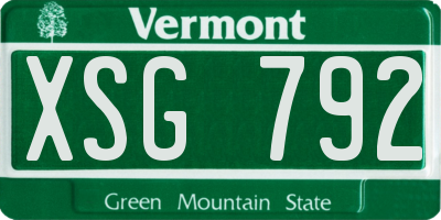 VT license plate XSG792