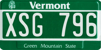 VT license plate XSG796