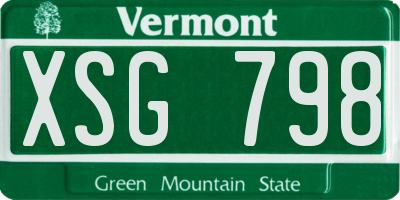 VT license plate XSG798