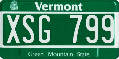 VT license plate XSG799