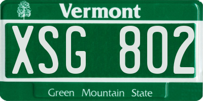 VT license plate XSG802