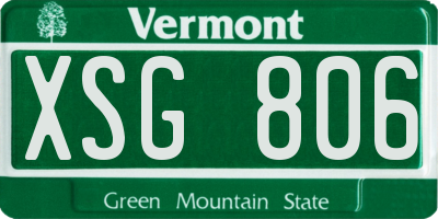 VT license plate XSG806