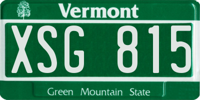 VT license plate XSG815