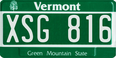 VT license plate XSG816