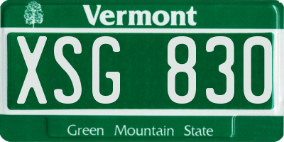 VT license plate XSG830