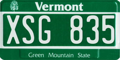 VT license plate XSG835
