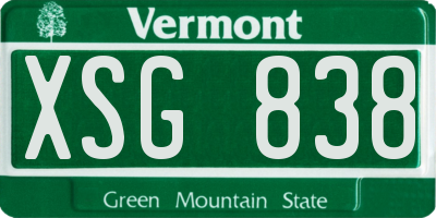 VT license plate XSG838
