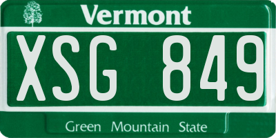 VT license plate XSG849