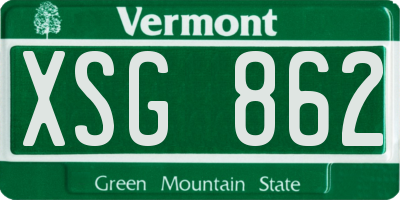 VT license plate XSG862