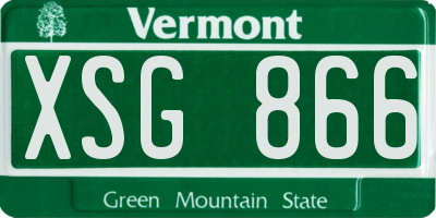 VT license plate XSG866
