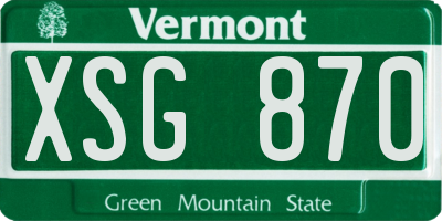 VT license plate XSG870