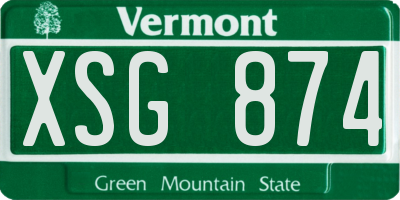 VT license plate XSG874