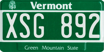 VT license plate XSG892