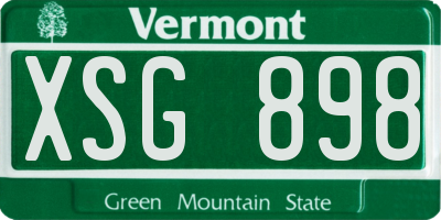 VT license plate XSG898