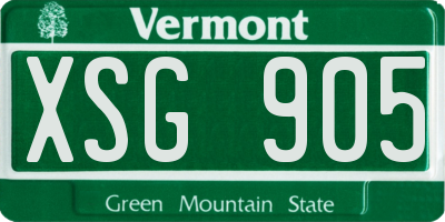 VT license plate XSG905