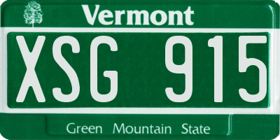 VT license plate XSG915