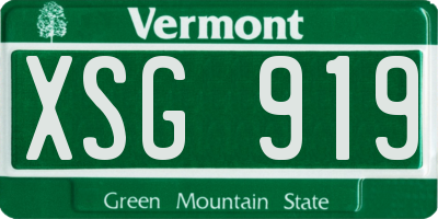 VT license plate XSG919