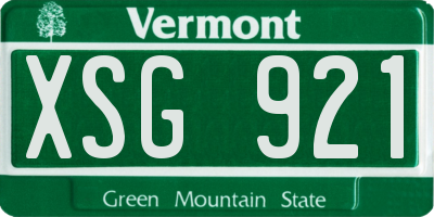 VT license plate XSG921