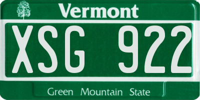 VT license plate XSG922